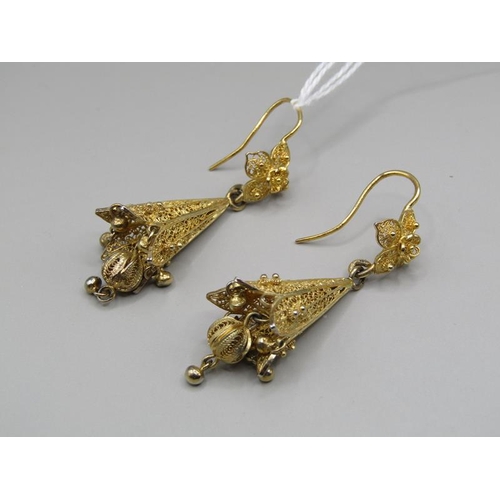 1262 - PAIR OF GILT FILIGREE EARRINGS