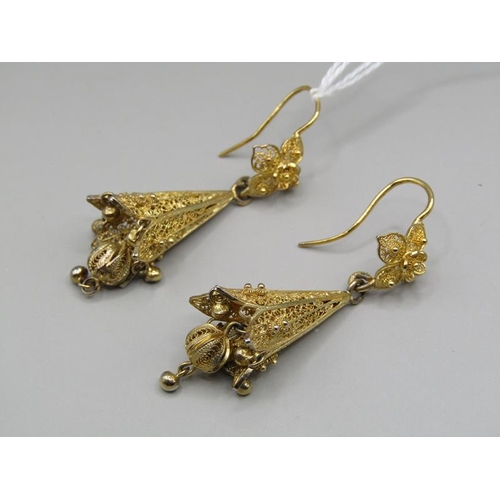 1262 - PAIR OF GILT FILIGREE EARRINGS