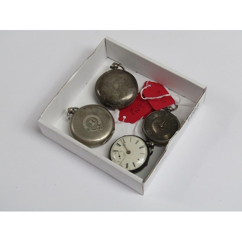 1283 - FOUR ASSORTED SILVER CASED POCKET WATCHES