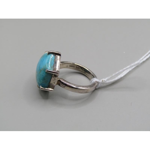 1287 - SILVER TURQUOISE SET RING SIZE O