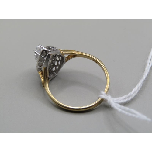 1288 - GOLD ON SILVER ZIRCONIA SET RING SIZE O