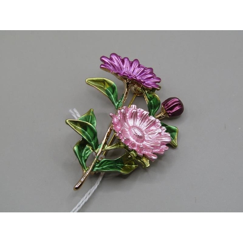 1310 - PINK ENAMEL FLOWER BROOCH