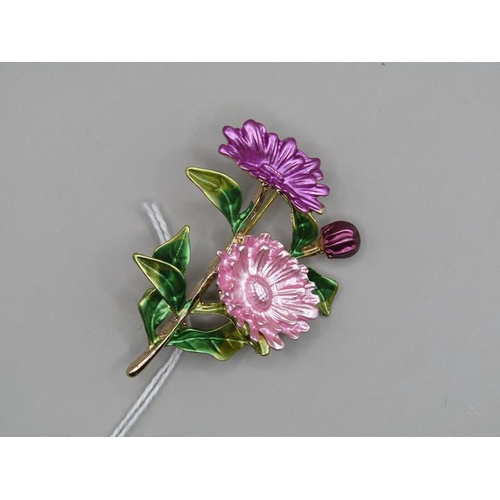 1310 - PINK ENAMEL FLOWER BROOCH