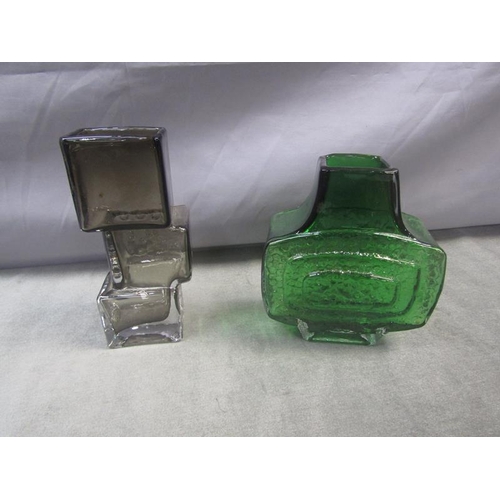 1448 - TWO WHITEFRIARS STYLE ART GLASS VASES, LARGEST 20cms H