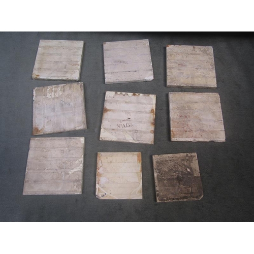 1452 - COLLECTION OF 19c CERAMIC TILES - LARGEST 14cms SQ