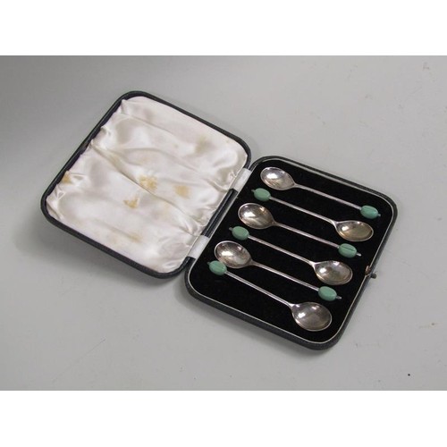 1354 - SET OF ART DECO SILVER COFFEE SPOONS