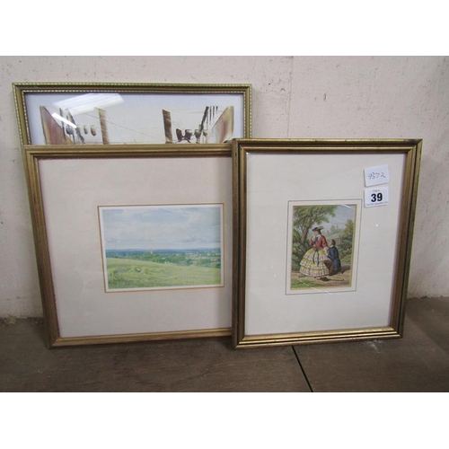 39 - GILT FRAMED ENGRAVINGS AND PICTURES ETC