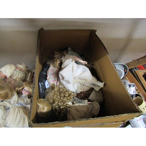 102 - TWO BOXES OF BISQUE HEADED DOLLS