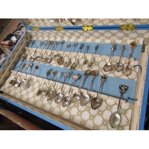 187 - LARGE CASED COLLECTION OF SOUVENIR SPOONS