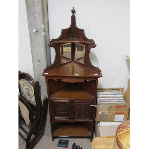 520 - EDWARDIAN MIRROR BACK CORNER CUPBOARD