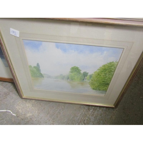 390 - FRAMED WATERCOLOURS, PRINT