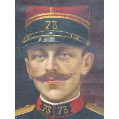 1103 - 19c PORTRAIT OF MILITARY GENTLEMAN, OIL ON CANVAS.   FRAMED, 45 x 46 cms