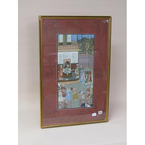 1121 - TWO LATE 19/EARLY 20c INDIAN WATERCOLOUR PANELS 77 x 49 cms AND 58 x 46 cms