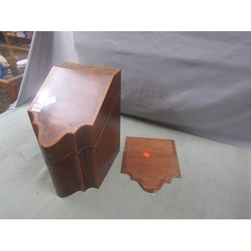 1207 - GEORGIAN INALID MAHOGANY KNIFE BOX, 39CM H