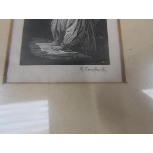 1225A - TWO F/G ETCHINGS BY A COMFORT, FRAMES 15CM W