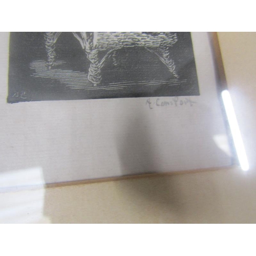 1225A - TWO F/G ETCHINGS BY A COMFORT, FRAMES 15CM W