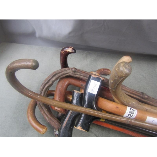 1282 - BUNDLE OF WALKING STICKS AND CANES, APPROX 104CML