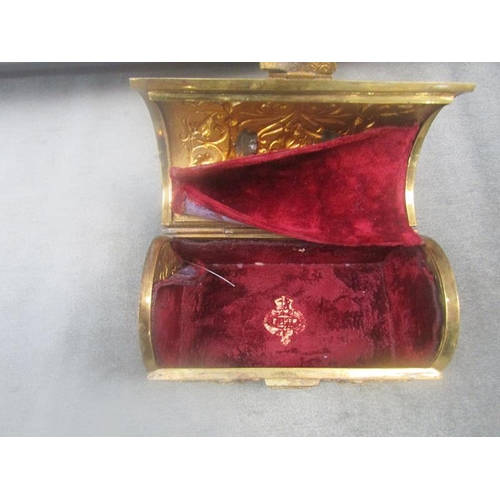 1317 - CAST GILT METAL CASKET, 16CM W