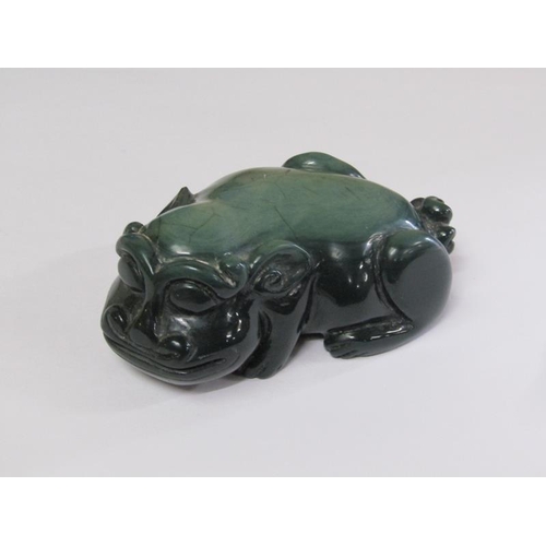 1349 - CARVED GREEN STONE FIGURE OF A BEAST