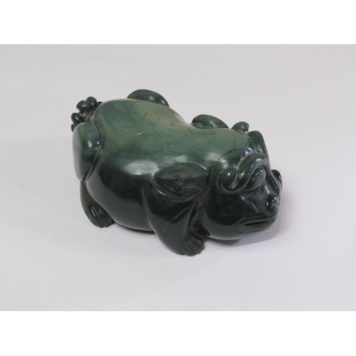 1349 - CARVED GREEN STONE FIGURE OF A BEAST