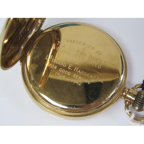 1354 - VERTEX 9CT GOLD CASED POCKET WATCH WITH WORKING MOVEMENT