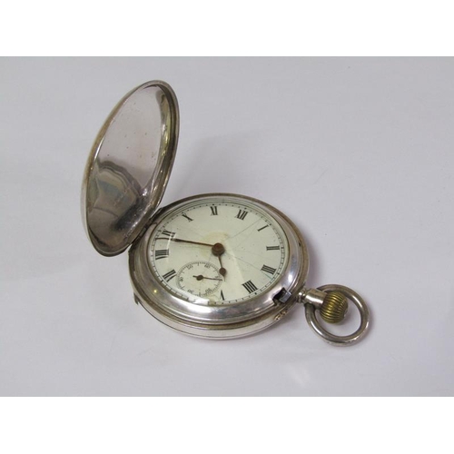 1366 - LATE 19C/EARLY 20C SILVER CASED FOB WATCH; SILVER CASED HUNTER POCKET WATCH