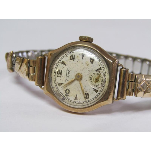 1367 - TISSOT LADIES GOLD WATCH MOVEMENT AND STRAP; EXPANDING BRACELET; EARLY 20C LADIES GOLD WATCH MOVEMEN... 