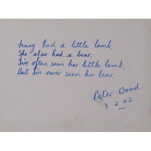 1387 - 1940s AUTOGRAPH BOOK CONTAINING VARIOUS HANDWRITTEN VERSES AND WATERCOLOURS