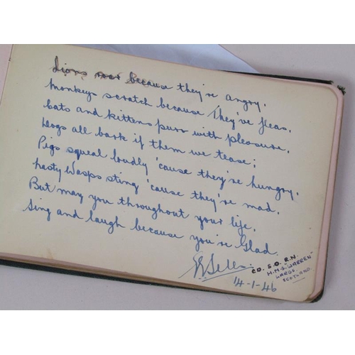 1387 - 1940s AUTOGRAPH BOOK CONTAINING VARIOUS HANDWRITTEN VERSES AND WATERCOLOURS