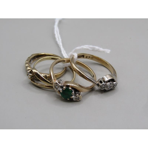 1409 - FOUR 9ct GOLD STONE SET RINGS