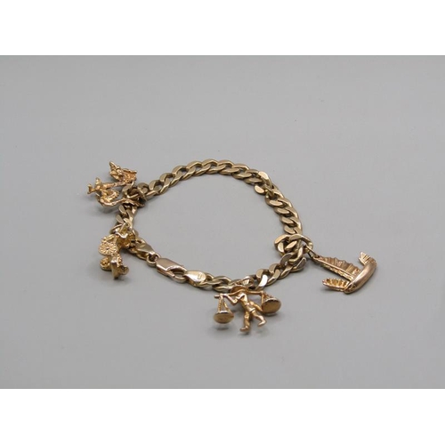 1424 - GOLD CHARM BRACELET 19g