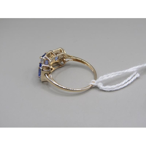 1444 - GOLD TANZANITE AND TOPAZ RING SIZE N 1/2