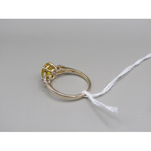 1448 - GOLD YELLOW SAPPHIRE AND DIAMOND RING SIZE N 1/2