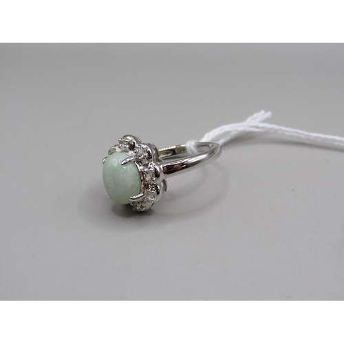 1450 - SILVER JADE RING SIZE L 1/2