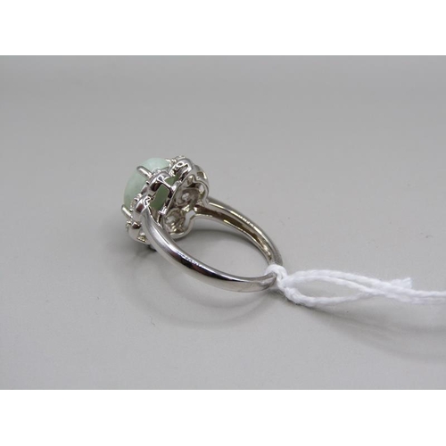 1450 - SILVER JADE RING SIZE L 1/2