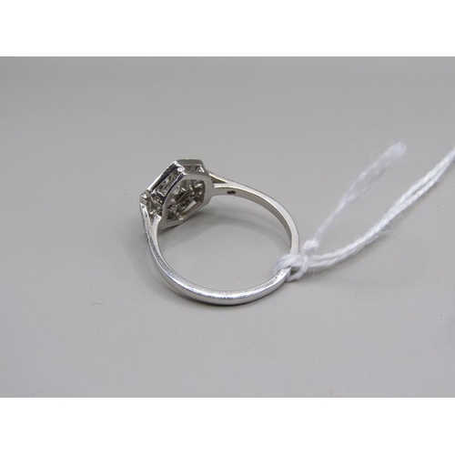 1451 - PLATINUM ART DECO STYLE DIAMOND SET RING SIZE O