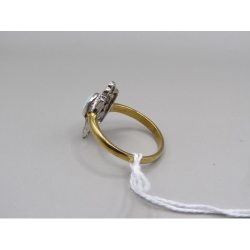 1453 - GOLD ON SILVER OPALINE RING SIZE Q