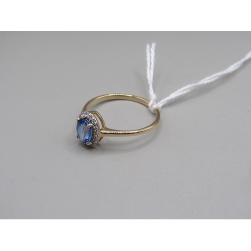 1455 - GOLD CEYLON SAPPHIRE RING SIZE S