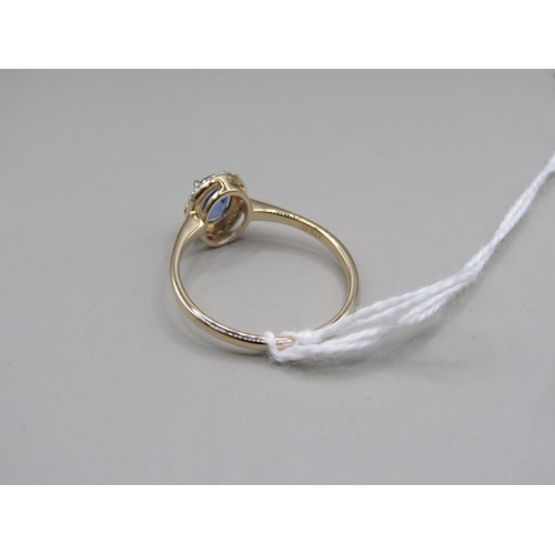 1455 - GOLD CEYLON SAPPHIRE RING SIZE S