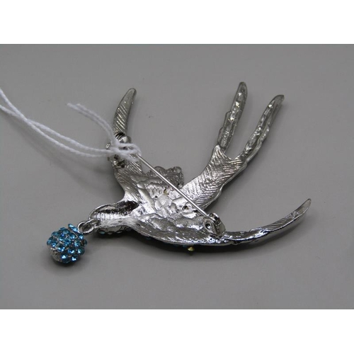 1462 - CRYSTAL BLUEBIRD BROOCH