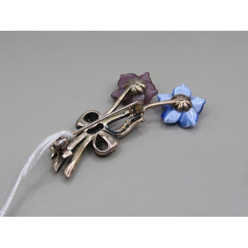 1463 - SILVER SHELL FLOWER BROOCH