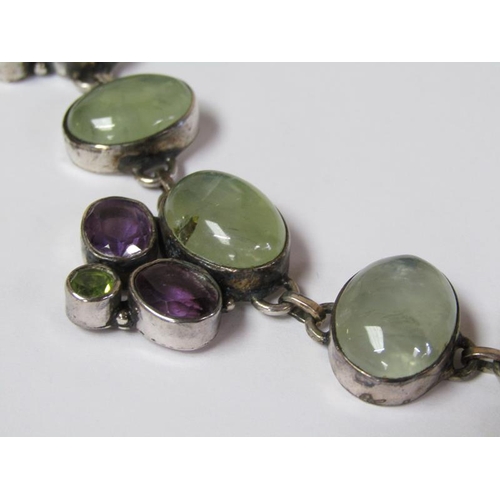 1469 - SILVER MOSS AGATE GEM SET NECKLACE