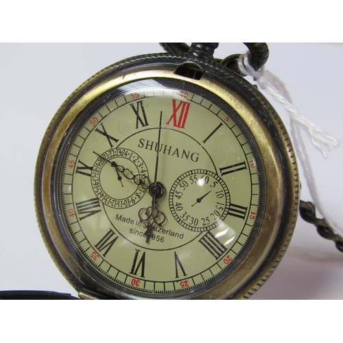 1471 - METAL GREEN STONE POCKET WATCH