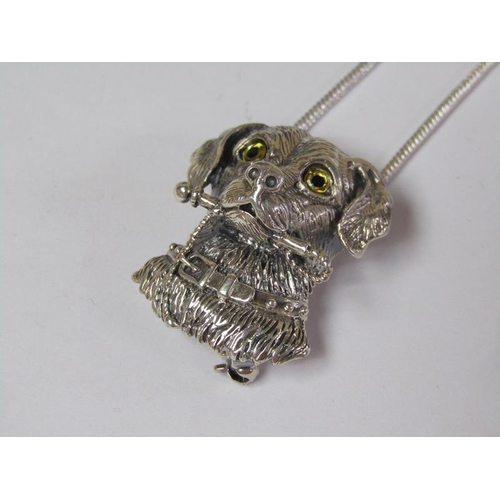 1472 - SILVER DOGS HEAD PENDANT AND NECKLACE