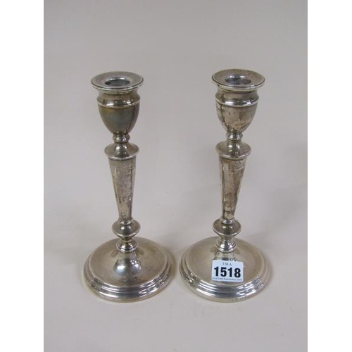 1518 - PAIR OF SILVER FILLED CANDLESTICKS