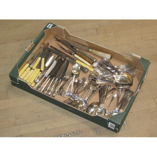 1594 - BOX OF MIXED PLATED CUTLERY