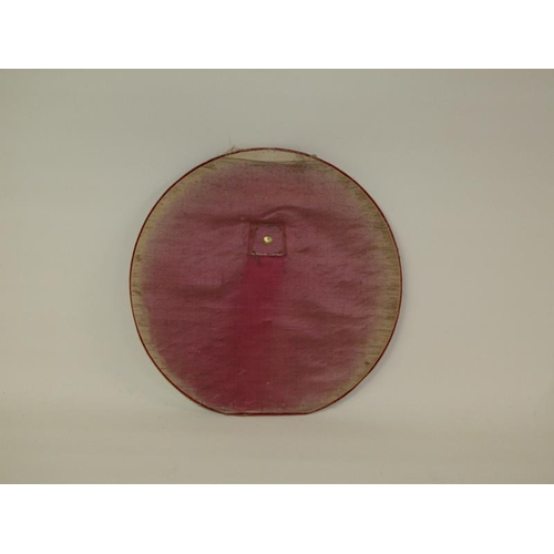 1180 - FRAMED SILKWORK PICTURE OF ROSES, CIRCULAR FRAMED 33 x 33 cms