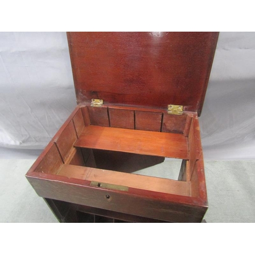 1187 - GEORGIAN MAHOGANY TRAVELLING STATIONERY BOX, 38CM H