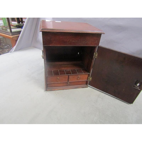 1187 - GEORGIAN MAHOGANY TRAVELLING STATIONERY BOX, 38CM H