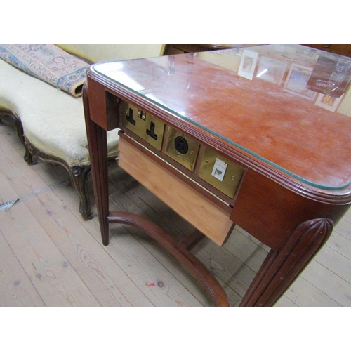 1683 - HOTEL RECEPTION TABLE FITTED FOR TELEPHONE AND ELECTRIC POINTS AND HAVING TWO FRIEZE DRAWERS, 130CM ... 